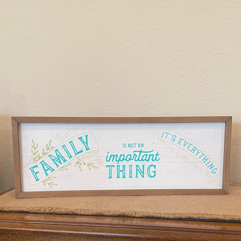 Family Is Not An Important Thing Framed Wall Sign - Teal and Wood